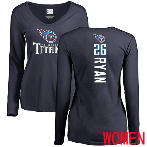 Tennessee Titans Navy Blue Women Logan Ryan Backer NFL Football #26 Long Sleeve T Shirt